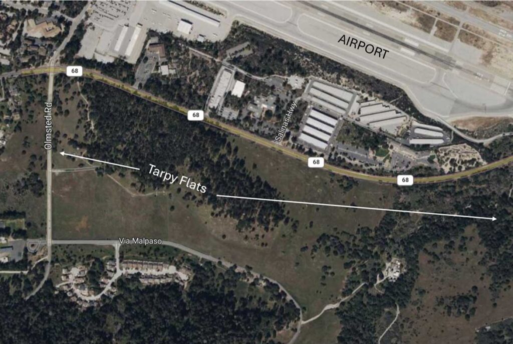 satellite map showing tarpy flats with caption